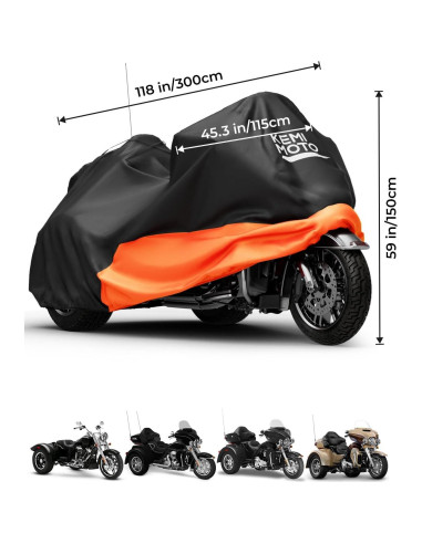 Cubierta de Motocicleta Trike KEMIMOTO Naranja 3 Ruedas