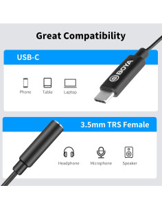 Adaptador USB-C Macho a Hembra TRS 3.5mm BOYA BY-K4 2