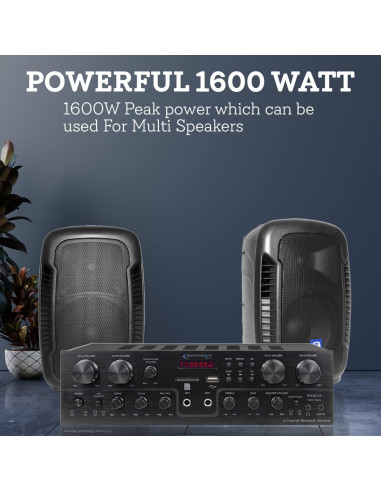 Receptor Bluetooth 1600W Technical Pro TPRX4CH 4 Canales