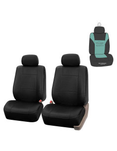 Fundas de Asiento de Coche FH Group PU Cuero Negro Juego Frontal