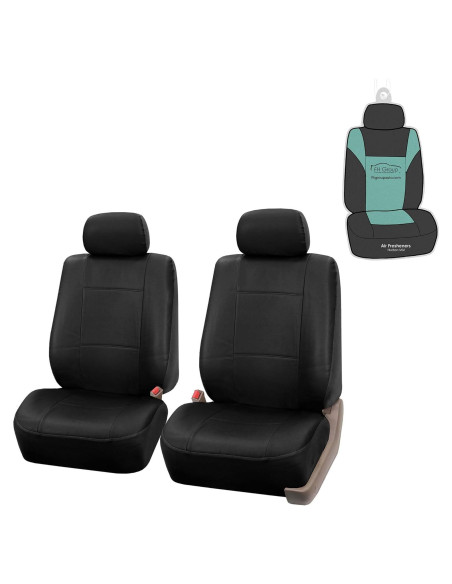 Fundas de Asiento de Coche FH Group PU Cuero Negro Juego Frontal