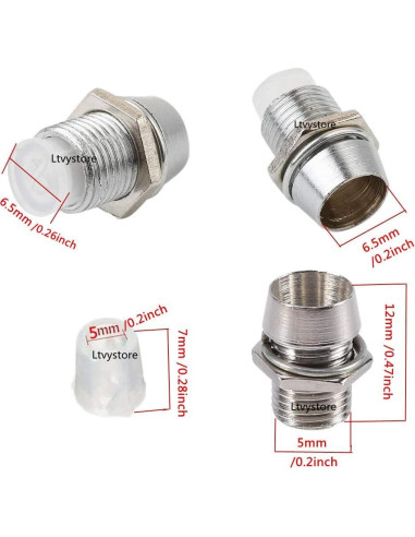 30 Piezas LED 5MM 12V Pre Cableadas Multicolor + Soportes + Clips