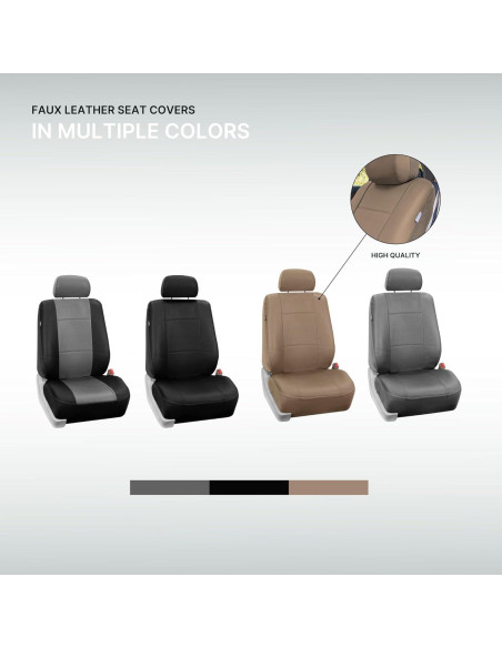 Fundas de Asiento de Coche FH Group PU Cuero Negro Juego Frontal