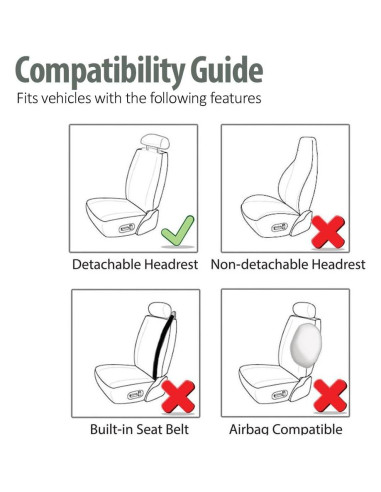 Fundas de Asiento de Coche FH Group PU Cuero Negro Juego Frontal