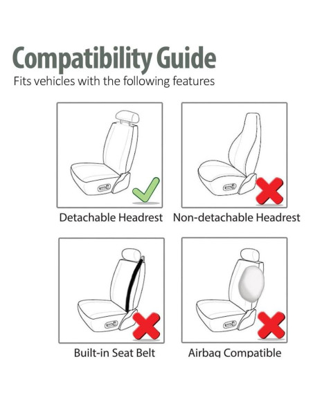 Fundas de Asiento de Coche FH Group PU Cuero Negro Juego Frontal