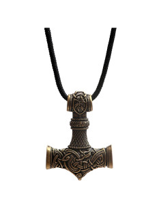 Collar Martillo Thor Mjolnir Bronce Antiguo 40mm Joyería Vikinga