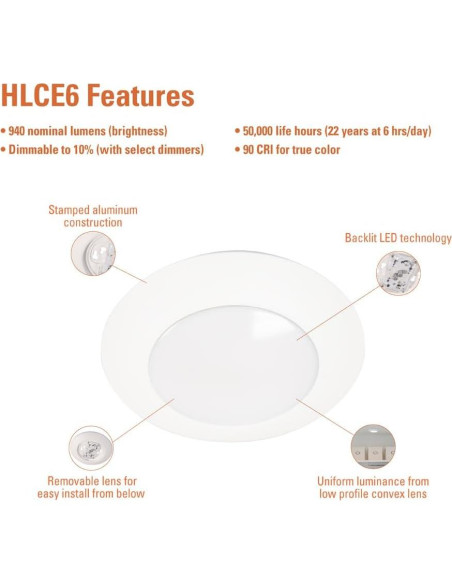 Luz de Disco LED Empotrada HALO HLCE 15.24 cm 3000K 900 Lúmenes