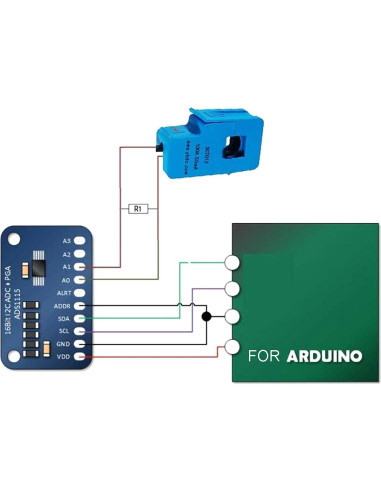 Transformador de corriente SCT013 DAOKI 100A CA con ADS1115