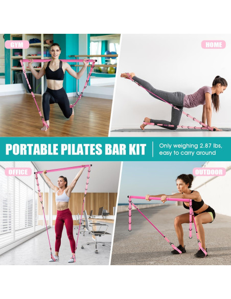 Kit de Barra de Pilates Ayombo con Bandas de Resistencia 140LBS