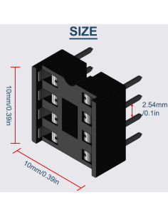 50 Adaptadores Zócalo IC 8 Pines DAOKAI 2.54mm para PCB 2