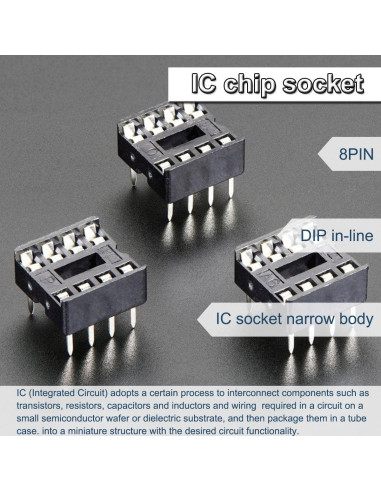 50 Adaptadores Zócalo IC 8 Pines DAOKAI 2.54mm para PCB
