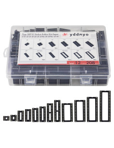 Kit de Sockets DIP IC 208 Piezas 12 Valores 2.54mm