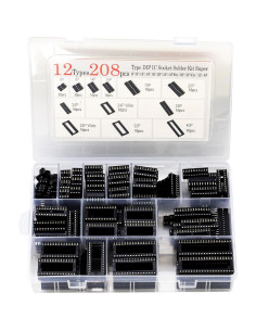 Kit de Sockets DIP IC 208 Piezas 12 Valores 2.54mm 2