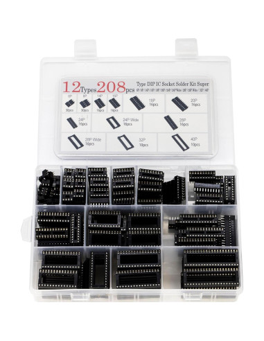 Kit de Sockets DIP IC 208 Piezas 12 Valores 2.54mm
