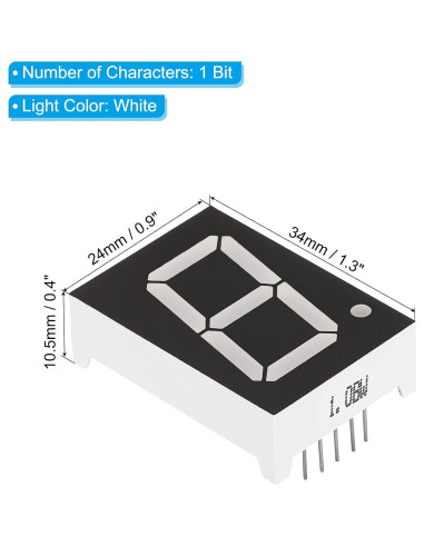 Tubo Digital LED PATIKIL 5 Piezas 7 Segmentos 10 Pines 3.3V