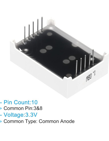 Tubo Digital LED PATIKIL 5 Piezas 7 Segmentos 10 Pines 3.3V