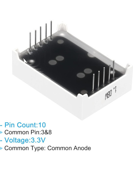 Tubo Digital LED PATIKIL 5 Piezas 7 Segmentos 10 Pines 3.3V