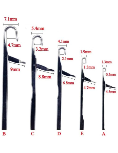 Herramienta de Gancho para Extensiones de Cabello - 5 Piezas