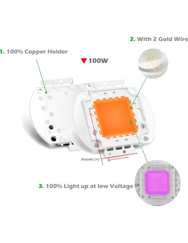 Chip LED de Alta Potencia 100W Chanzon Espectro Completo