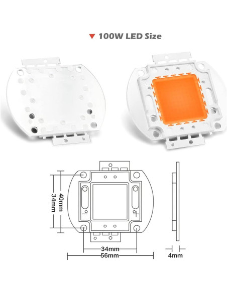 Chip LED de Alta Potencia 100W Chanzon Espectro Completo