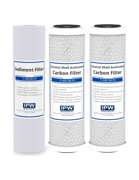 Kit de Filtros de Agua IPW Industries KR10 - 3 Piezas Carbono y Sedimento
