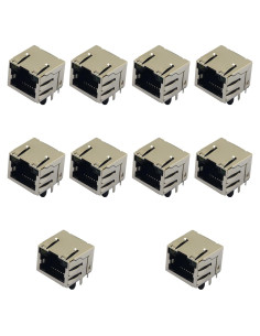Conector Ethernet RJ45 Blindado 10pcs whiteeeen 8P8C LED
