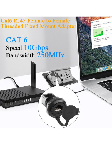 Adaptador de Red RJ45 Hembrado a Hembrado QIANRENON Cat6 90