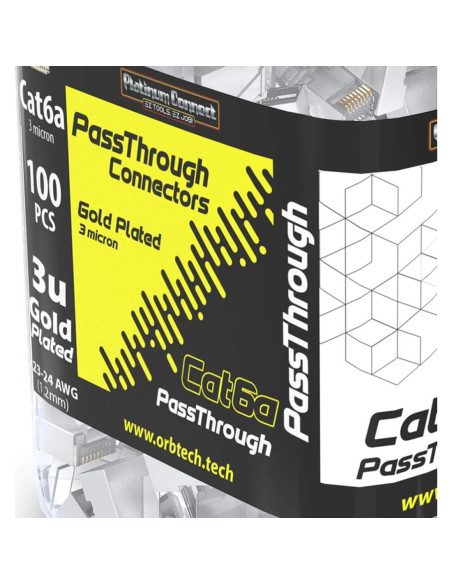 Conectores RJ45 Cat6 Platinum Connect 100 Piezas Baño Oro