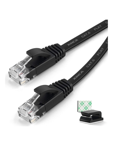 Cable Ethernet Cat6 XINCA 15.24 m Negro Plano 1 Gbps