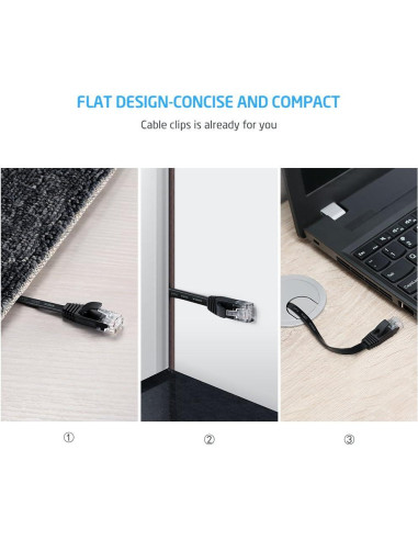 Cable Ethernet Cat6 XINCA 15.24 m Negro Plano 1 Gbps