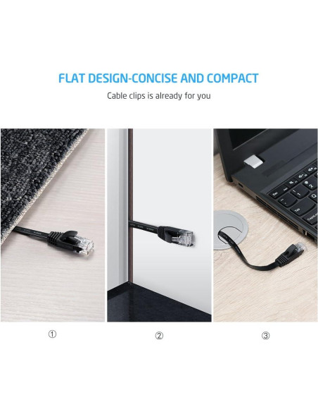 Cable Ethernet Cat6 XINCA 15.24 m Negro Plano 1 Gbps