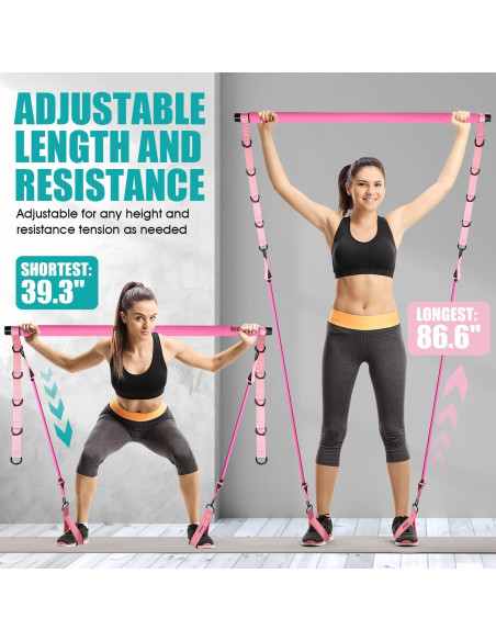 Kit de Barra de Pilates Ayombo con Bandas de Resistencia 140LBS