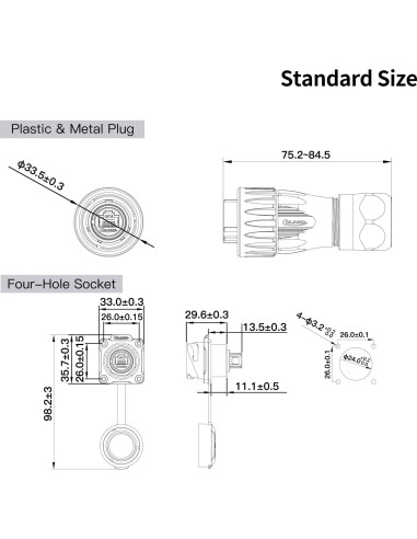 Conectores RJ45 CNLINKO DH-24 Impermeables IP68 8P8C