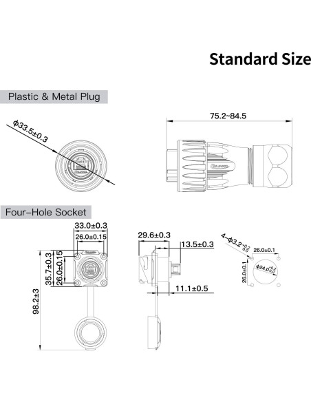 Conectores RJ45 CNLINKO DH-24 Impermeables IP68 8P8C