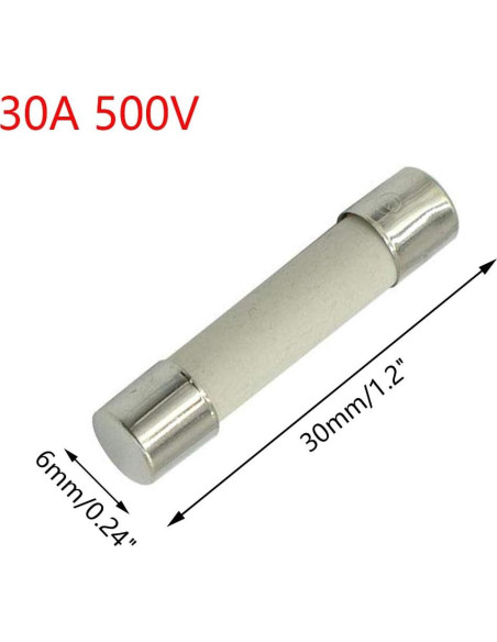 10 Fusibles Cerámicos Rápidos 500V 30A 6x30mm Hxchen