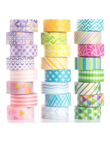 Cinta Washi YUBBAEX 24 Rollos 10mm Decorativa para Manualidades