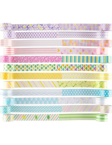 Cinta Washi YUBBAEX 24 Rollos 10mm Decorativa para Manualidades