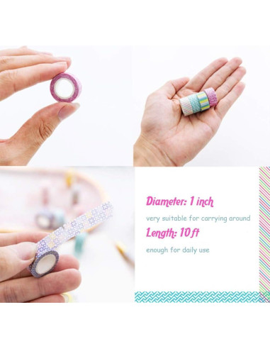 Cinta Washi YUBBAEX 24 Rollos 10mm Decorativa para Manualidades