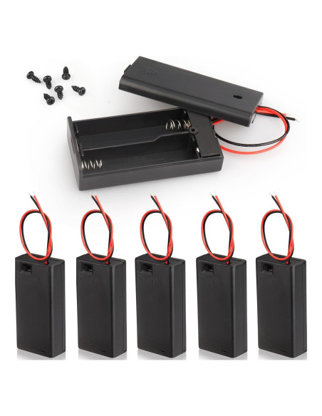 Soportes de Batería AA con Cables y Interruptor VWEICYY - 6 Piezas