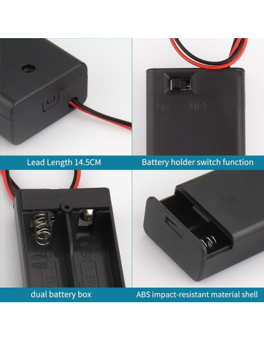 Soportes de Batería AA con Cables y Interruptor VWEICYY - 6 Piezas
