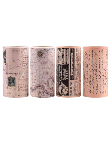 Cinta Washi Ancha Dizdkizd Vintage 75mm x 4 Rollos