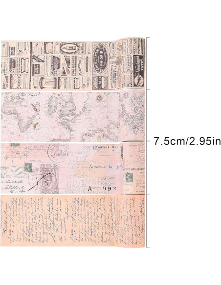 Cinta Washi Ancha Dizdkizd Vintage 75mm x 4 Rollos