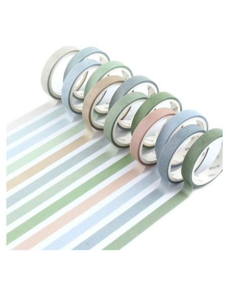 Set de 12 Rollos de Cinta Washi Yubbaex 8mm Salty Morandi