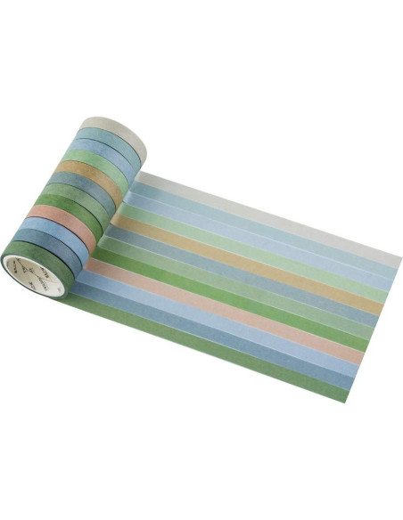 Set de 12 Rollos de Cinta Washi Yubbaex 8mm Salty Morandi