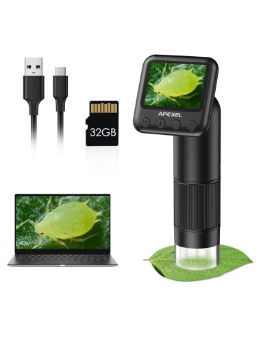 Microscopio Digital APEXEL 800X con Pantalla LCD 2" y LED