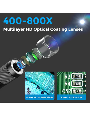 Microscopio Digital APEXEL 800X con Pantalla LCD 2" y LED