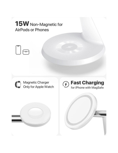 Cargador 3 en 1 QTlier MagSafe para iPhone, Apple Watch y AirPods
