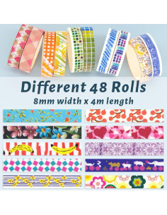 Juego de 48 Rollos de Cinta Washi AAPOZZ 8mm Decorativa 2