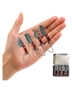 Juego de Cuchillos de Bolsillo HAOXU Damasco 4 Piezas Mini Chef