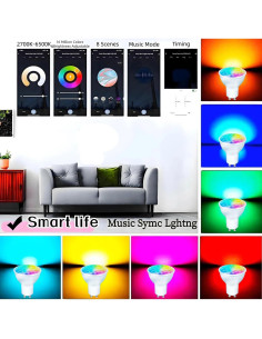 Bombillas LED Gu10 Inteligentes RGB Dimmables 5W - Paquete de 4 2